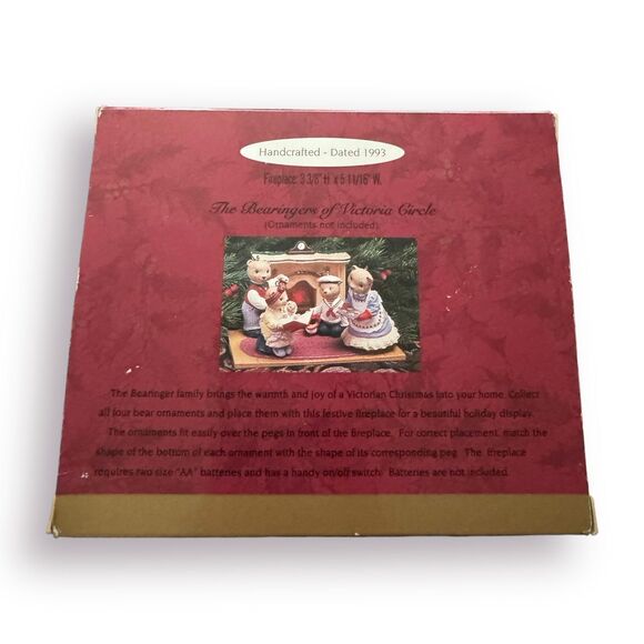 Hallmark Keepsake Ornament Flickering Light Fireplace Bearingers 1993 Christmas - Picture 5 of 7